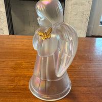 Vintage Iridescent Fenton Glass Angel Figurine Bell