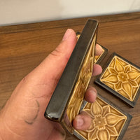 Vintage Ceramic Floral Majolica Style Tile Coaster Set of 4