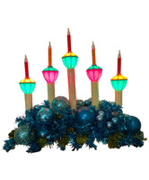 Vintage Christmas Candolier 5 Lights Tinsel Branches-Ornaments
