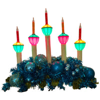 Vintage Christmas Candolier 5 Lights Tinsel Branches-Ornaments