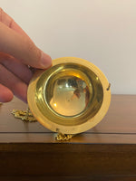 Vintage Brass Hanging Incense Burner / Censer – Star Cutouts & Colorful Glass Cabochons
