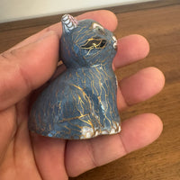 Vintage Enameled Brass Chinese Cloisonne Cat Figure