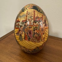 Vintage Porcelain Egg Hand-painted Gilded Geisha Women China