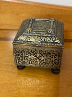 Wood Handcrafted Embossed Metal Sheet Jewelry Box
