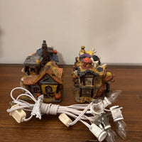 Porcelain Lighted Halloween Village Set of 4