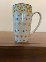Hand-Painted Floral Polish Ceramic Mug – Colorful Flower Dot Design
