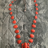 Vintage Orange Enamel Metal Fashion-Costume Necklace