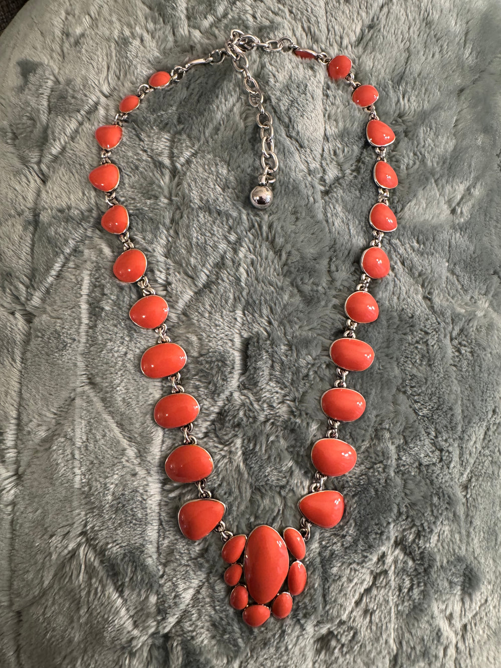 Vintage Orange Enamel Metal Fashion-Costume Necklace