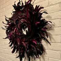Purple-Burgundy Feathers Wreath Holiday Christmas Decor