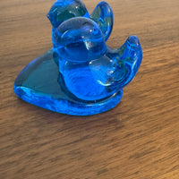 Vintage Art Blue Glass Bluebird Two Birds on Heart