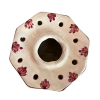 Vintage Portuguese Handpainted Octagonal Glazed Ceramic Vase
