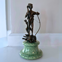Vintage Diana Victorious Bronze-Marble Sculpture Artwork
