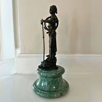 Vintage Diana Victorious Bronze-Marble Sculpture Artwork
