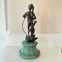 Vintage Diana Victorious Bronze-Marble Sculpture Artwork

