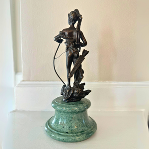 Vintage Diana Victorious Bronze-Marble Sculpture Artwork
