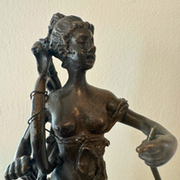 Vintage Diana Victorious Bronze-Marble Sculpture Artwork
