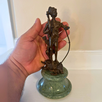 Vintage Diana Victorious Bronze-Marble Sculpture Artwork

