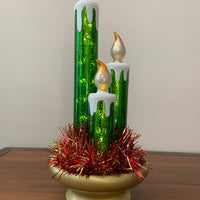 LED Illuminated Mercury-Glass Candles Christmas Holiday Decor