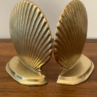 Vintage Leonard Solid Brass Seashell Bookends Silver Mfg. Co