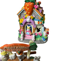 Vintage Lighted Easter Bunnies Village Set of 7