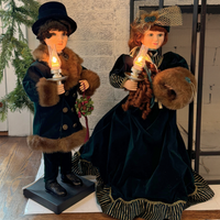 Vintage Traditions Marionette Animated Motion Victorian Caroler Couple
