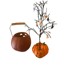 Halloween Jack-lantern Basket and Wire Tree