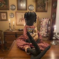 Early American Primitve Style Decor Doll with Cats