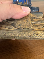 Buddha Vintage  Blue-Gold Lucite Resin Meditation Sitting  Statue Figure
