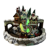 Vintage Avon Fiber Optic Christmas Holiday Village with Animated Train
