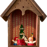 Vintage Christmas Diorama Wooden Miniatures Shelf Doll-House Holiday
