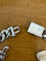 Zircon Iced Out 14k White Gold Tone Cuban Link Necklace and Bracelet Set
