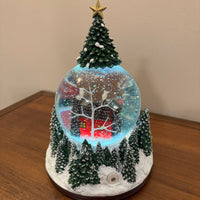Snow Globe with Red Cabin LED Musical Animated Glitter