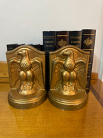 Vintage Cast Metal Gold Painted Eagle Bookends Set of 2

