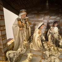 Vintage Nativity Set Japan Papier Mache with Handmade Manger