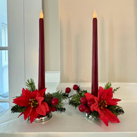 Handmade Vintage-Looking Christmas Plastic Candle and Stick-holders