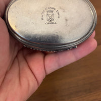 Limoges France Chanill Cat Porcelain-Pewter Trinket Box