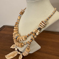 Vintage Multi Strand Carved Bone Necklace