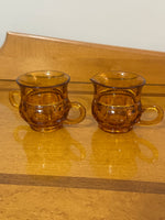 Vintage Indiana Glass King's Thumbprint Amber Glass Sugar Bowl and Creamer Set
