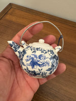 Teapot Ceramic Christmas Holiday Ornament Blue Chinoiserie Style

