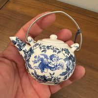 Teapot Ceramic Christmas Holiday Ornament Blue Chinoiserie Style