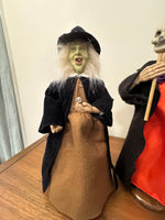 Vintage Holiday Decor Halloween Dracula and Witch Figurines
