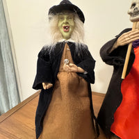 Vintage Holiday Decor Halloween Dracula and Witch Figurines