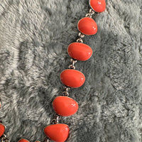 Vintage Orange Enamel Metal Fashion-Costume Necklace