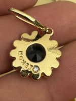 Monet Gold-tone Black Crystal Clear Rhinestones Flower Dangle Earrings
