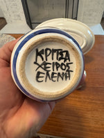 Olive Branch Mediterranean Pattern Small Platter-Cups-Bottle Handmade Pottery Set
