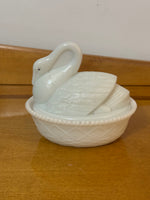 Vintage Westmoreland Milk Glass Swan Trinket Box
