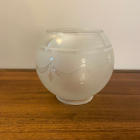 Vintage Glass Globe Lamp Shade Art Deco Pattern Frosted and Clear Replacement