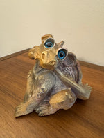 Vintage Shade Tree Creations Tail Chaser Resin Dragon Golden and Purple
