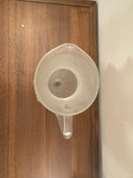 Vintage Frosted Matte Victorian Art Deco Style Stemmed Handle Glass Pitcher Vase RARE
