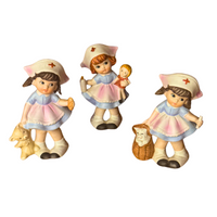 Vintage Handpainted Bisque Ceramic-Porcelain Nurse Figurines

